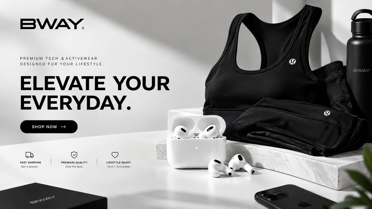 BWAY premium tech and activewear homepage hero banner